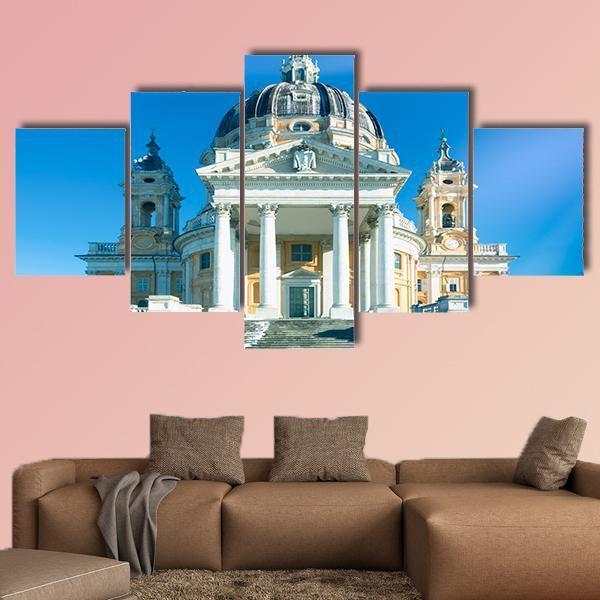 Basilica Of Superga Italy Canvas Wall Art-5 Star-Gallery Wrap-62" x 32"-Tiaracle