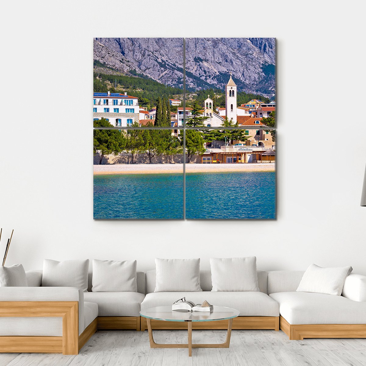 Town of Baska Voda Canvas Wall Art-4 Square-Gallery Wrap-17" x 17"-Tiaracle