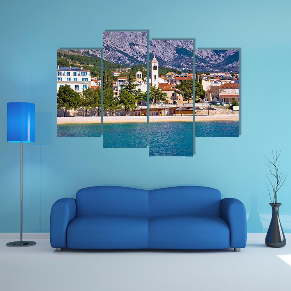 Town of Baska Voda Canvas Wall Art-4 Pop-Gallery Wrap-50" x 32"-Tiaracle