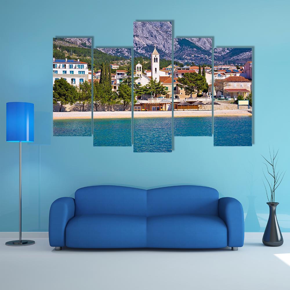 Town of Baska Voda Canvas Wall Art-5 Pop-Gallery Wrap-47" x 32"-Tiaracle