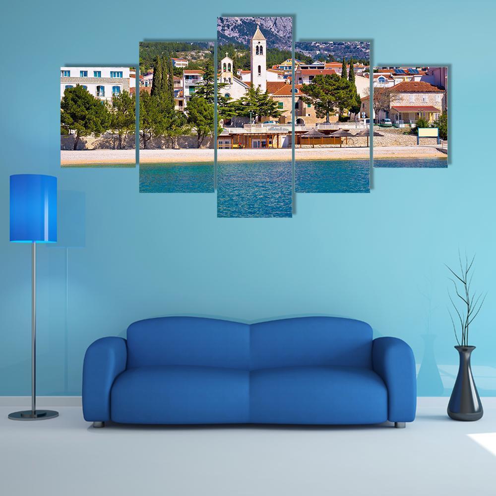 Town of Baska Voda Canvas Wall Art-5 Star-Gallery Wrap-62" x 32"-Tiaracle
