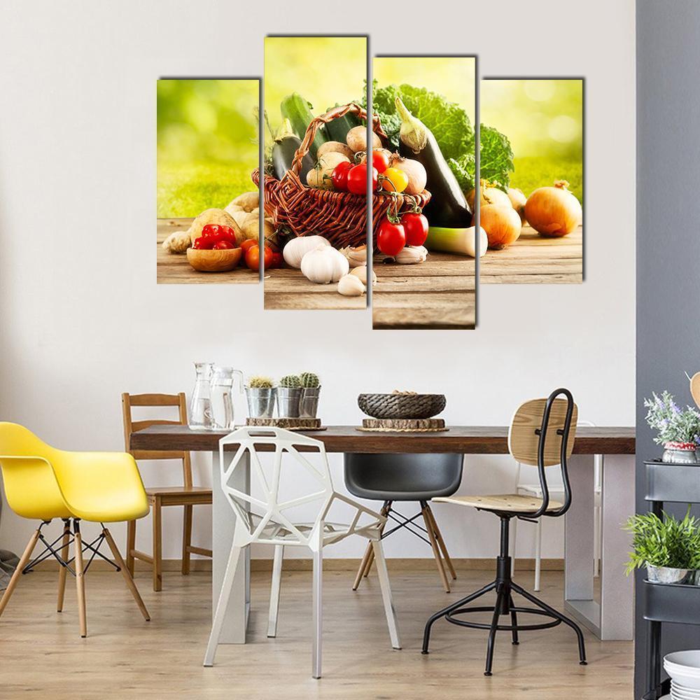 Basket Of Vegetables Canvas Wall Art-4 Pop-Gallery Wrap-50&quot; x 32&quot;-Tiaracle