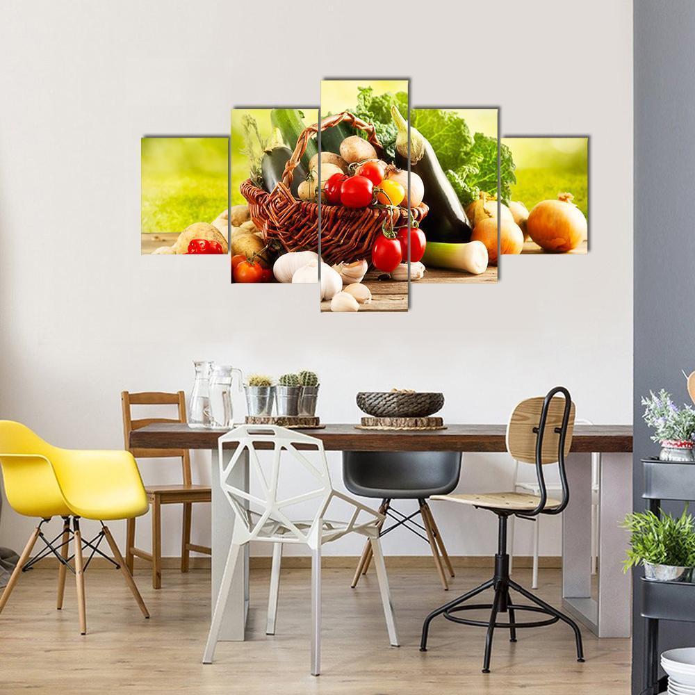 Basket Of Vegetables Canvas Wall Art-5 Star-Gallery Wrap-62&quot; x 32&quot;-Tiaracle
