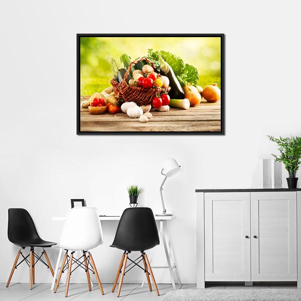 Basket Of Vegetables Canvas Wall Art-3 Horizontal-Gallery Wrap-25&quot; x 16&quot;-Tiaracle
