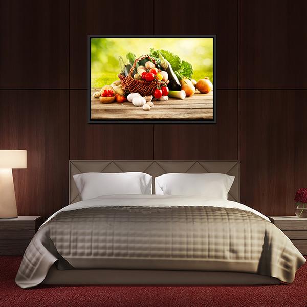 Basket Of Vegetables Canvas Wall Art-3 Horizontal-Gallery Wrap-25&quot; x 16&quot;-Tiaracle