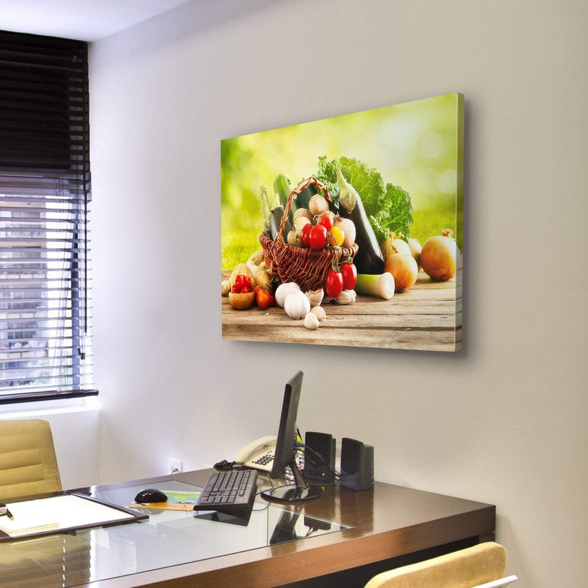 Basket Of Vegetables Canvas Wall Art-3 Horizontal-Gallery Wrap-25&quot; x 16&quot;-Tiaracle