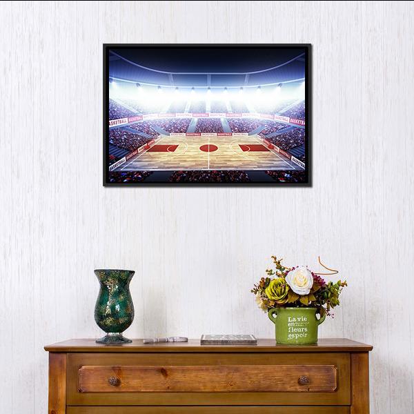 Basketball Arena Canvas Wall Art-1 Piece-Floating Frame-24&quot; x 16&quot;-Tiaracle