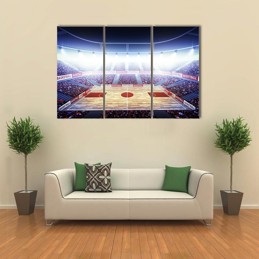 Basketball Arena Canvas Wall Art-3 Horizontal-Gallery Wrap-37" x 24"-Tiaracle