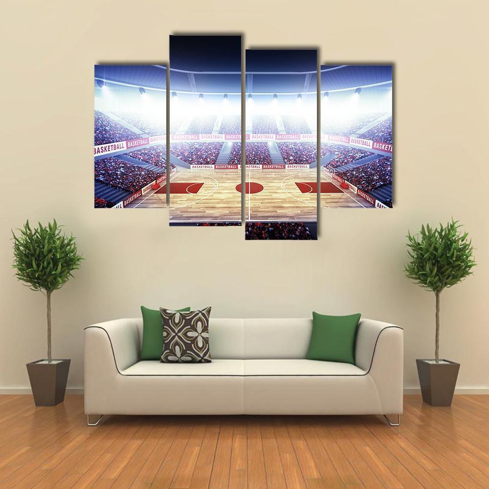 Basketball Arena Canvas Wall Art-4 Pop-Gallery Wrap-50&quot; x 32&quot;-Tiaracle
