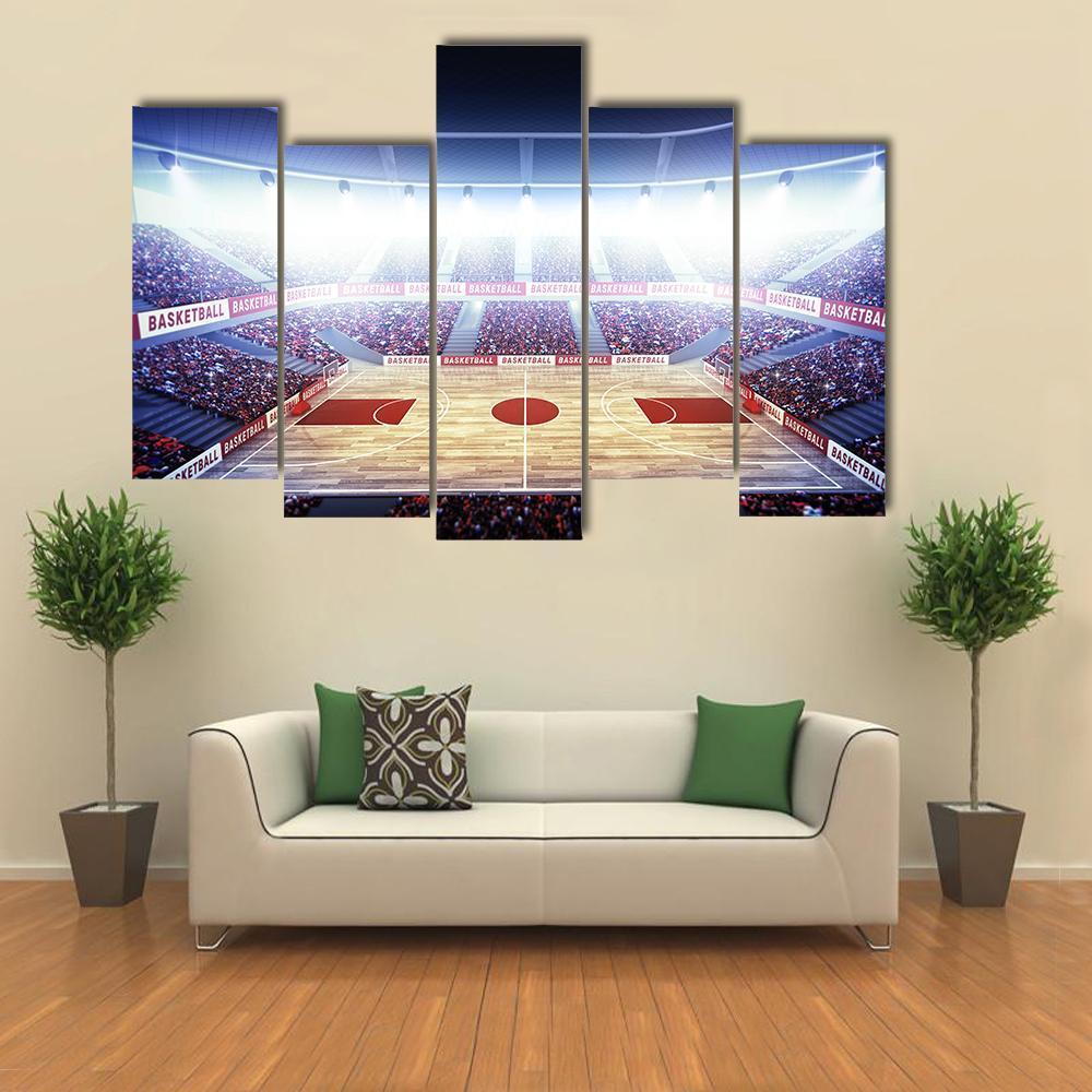 Basketball Arena Canvas Wall Art-5 Pop-Gallery Wrap-47&quot; x 32&quot;-Tiaracle