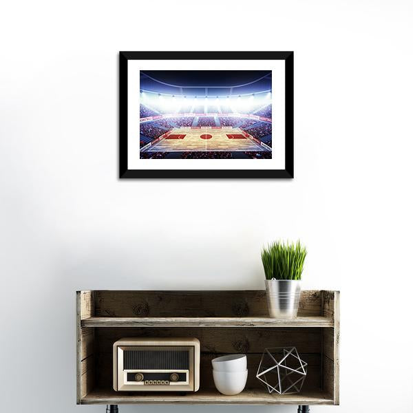 Basketball Arena Canvas Wall Art-1 Piece-Framed Print-20" x 16"-Tiaracle