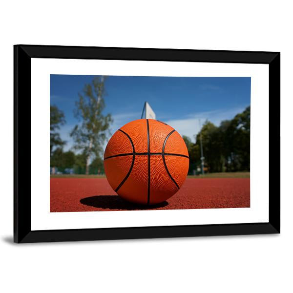 Basketball On Outdoor Court Canvas Wall Art-5 Horizontal-Gallery Wrap-22" x 12"-Tiaracle