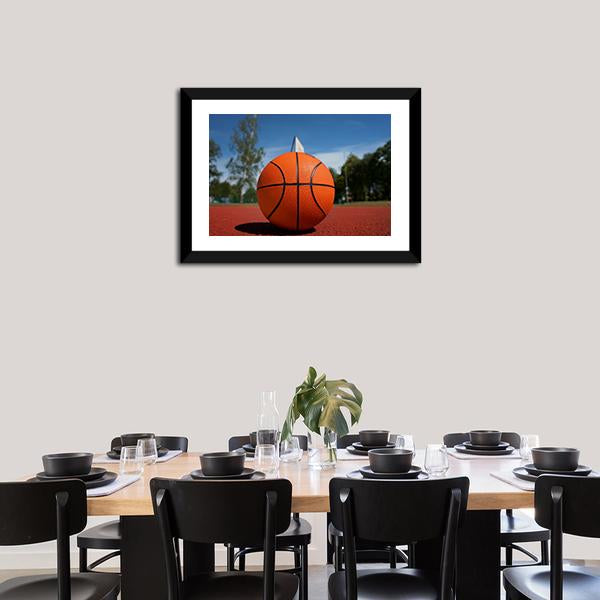 Basketball On Outdoor Court Canvas Wall Art-5 Horizontal-Gallery Wrap-22" x 12"-Tiaracle