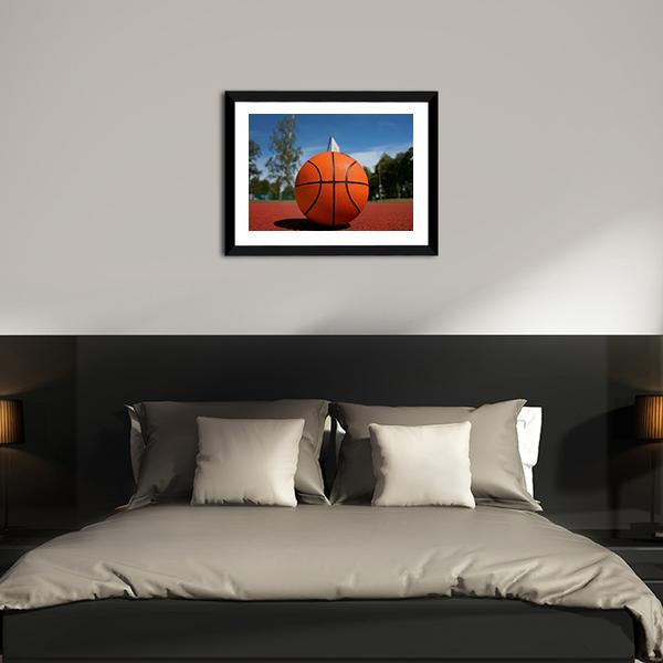 Basketball On Outdoor Court Canvas Wall Art-3 Horizontal-Gallery Wrap-25" x 16"-Tiaracle