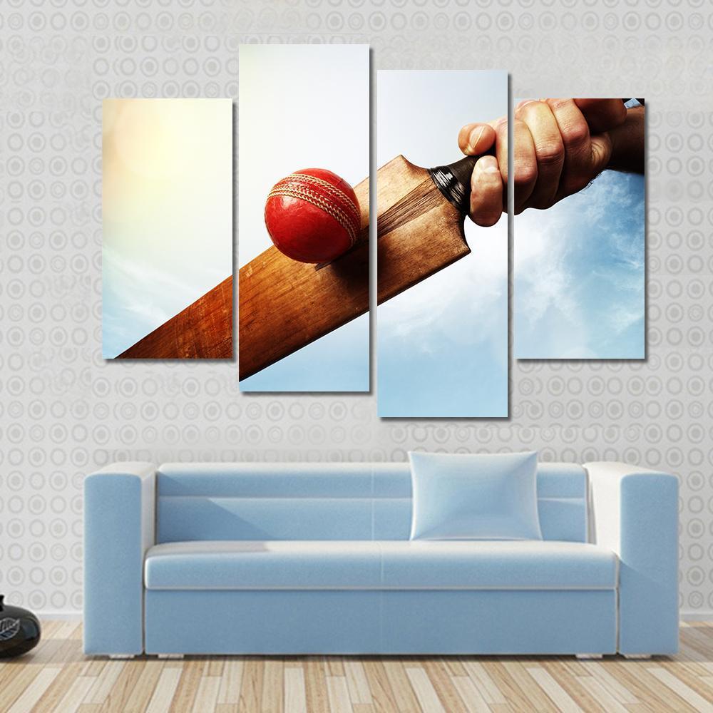 Batsman Hitting A Ball Canvas Wall Art-4 Pop-Gallery Wrap-50&quot; x 32&quot;-Tiaracle