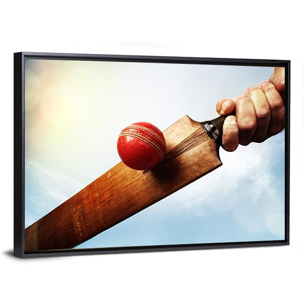 Batsman Hitting A Ball Canvas Wall Art-3 Horizontal-Gallery Wrap-25&quot; x 16&quot;-Tiaracle