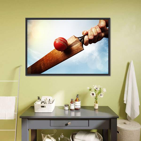 Batsman Hitting A Ball Canvas Wall Art-3 Horizontal-Gallery Wrap-25&quot; x 16&quot;-Tiaracle