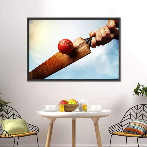 Batsman Hitting A Ball Canvas Wall Art-1 Piece-Floating Frame-24&quot; x 16&quot;-Tiaracle