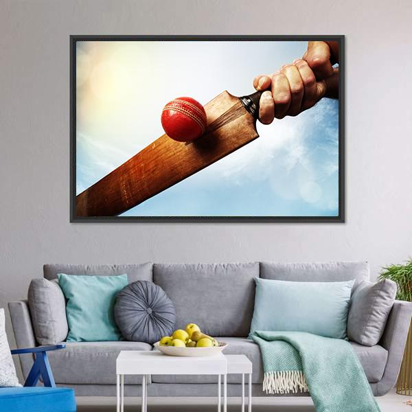 Batsman Hitting A Ball Canvas Wall Art-3 Horizontal-Gallery Wrap-25&quot; x 16&quot;-Tiaracle