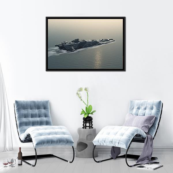 Battleship At Sea Canvas Wall Art-3 Horizontal-Gallery Wrap-25" x 16"-Tiaracle