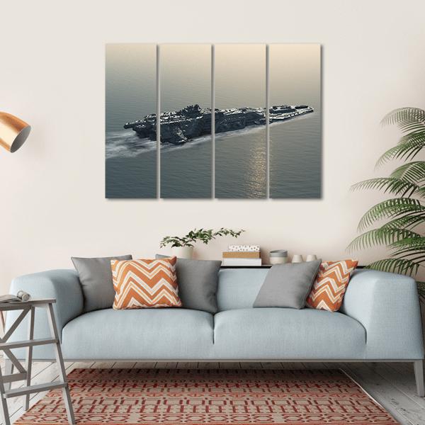 Battleship At Sea Canvas Wall Art-4 Horizontal-Gallery Wrap-34" x 24"-Tiaracle