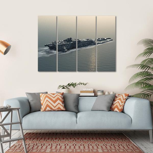 Battleship At Sea Canvas Wall Art-1 Piece-Gallery Wrap-36" x 24"-Tiaracle