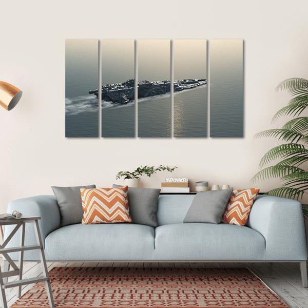 Battleship At Sea Canvas Wall Art-5 Horizontal-Gallery Wrap-22" x 12"-Tiaracle