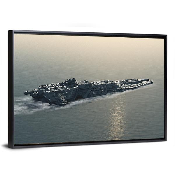 Battleship At Sea Canvas Wall Art-5 Horizontal-Gallery Wrap-22" x 12"-Tiaracle