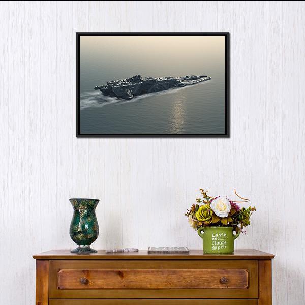Battleship At Sea Canvas Wall Art-1 Piece-Floating Frame-24" x 16"-Tiaracle