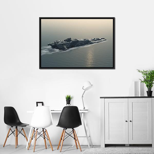 Battleship At Sea Canvas Wall Art-5 Horizontal-Gallery Wrap-22" x 12"-Tiaracle