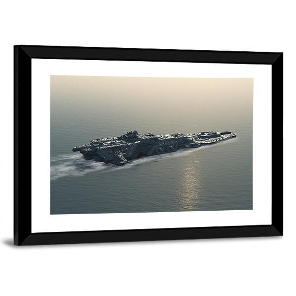 Battleship At Sea Canvas Wall Art-5 Horizontal-Gallery Wrap-22" x 12"-Tiaracle