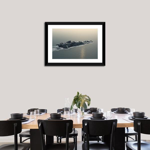 Battleship At Sea Canvas Wall Art-5 Horizontal-Gallery Wrap-22" x 12"-Tiaracle