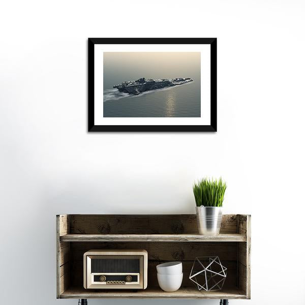 Battleship At Sea Canvas Wall Art-1 Piece-Framed Print-20" x 16"-Tiaracle
