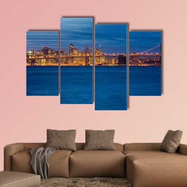 Bay Bridge San Francisco Canvas Wall Art-4 Pop-Gallery Wrap-50" x 32"-Tiaracle