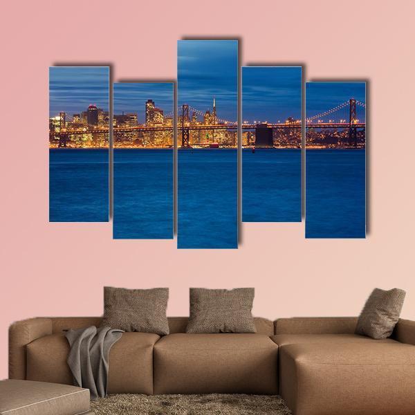 Bay Bridge San Francisco Canvas Wall Art-5 Pop-Gallery Wrap-47" x 32"-Tiaracle