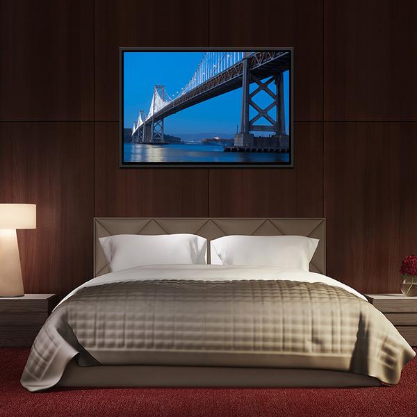 Bay Bridge At Twilight Canvas Wall Art-5 Horizontal-Gallery Wrap-22" x 12"-Tiaracle