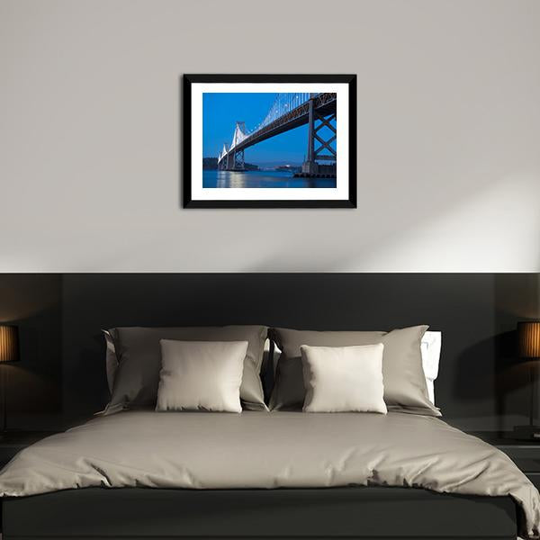 Bay Bridge At Twilight Canvas Wall Art-5 Horizontal-Gallery Wrap-22" x 12"-Tiaracle
