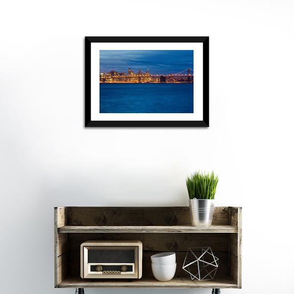Bay Bridge San Francisco Canvas Wall Art-1 Piece-Framed Print-20" x 16"-Tiaracle