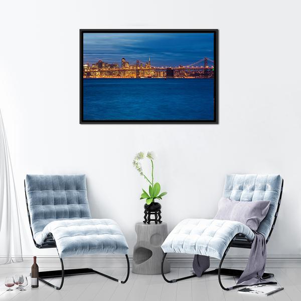 Bay Bridge San Francisco Canvas Wall Art-3 Horizontal-Gallery Wrap-25" x 16"-Tiaracle