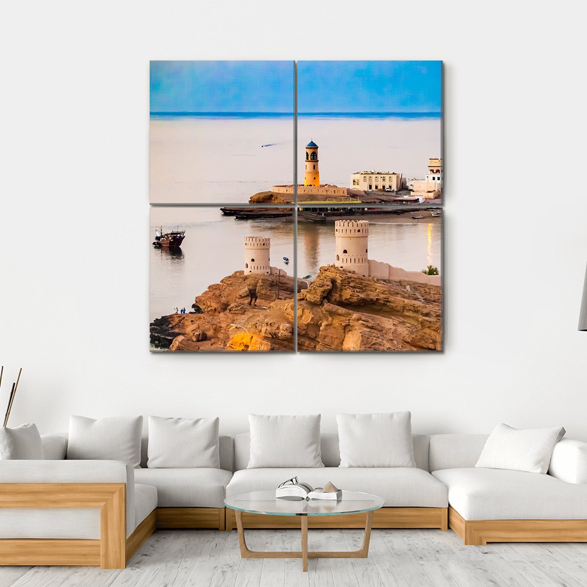 Bay in Oman Canvas Wall Art-4 Square-Gallery Wrap-17" x 17"-Tiaracle
