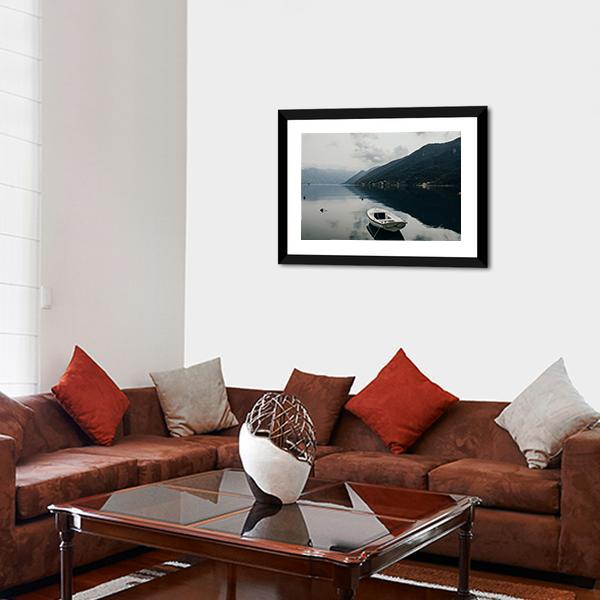Bay Of Kotor & Boat Canvas Wall Art-3 Horizontal-Gallery Wrap-25" x 16"-Tiaracle