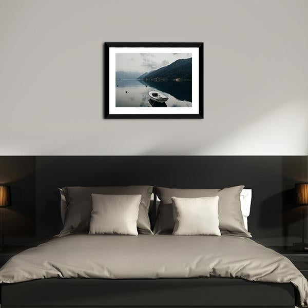 Bay Of Kotor & Boat Canvas Wall Art-3 Horizontal-Gallery Wrap-25" x 16"-Tiaracle