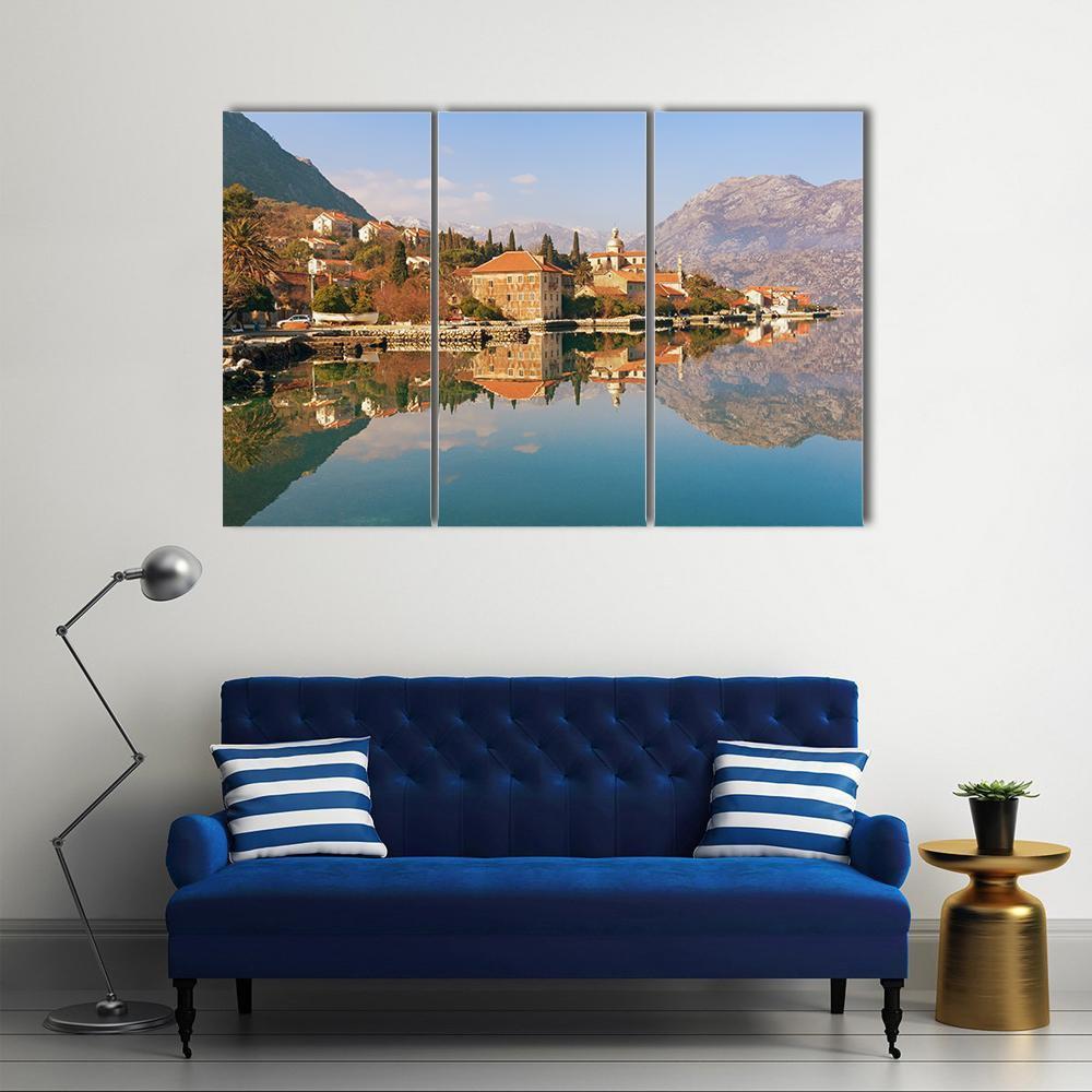 Bay Of Kotor Near Prcanj Town Canvas Wall Art-3 Horizontal-Gallery Wrap-37" x 24"-Tiaracle