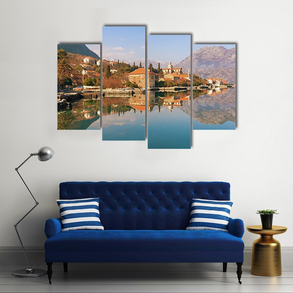 Bay Of Kotor Near Prcanj Town Canvas Wall Art-4 Pop-Gallery Wrap-50" x 32"-Tiaracle