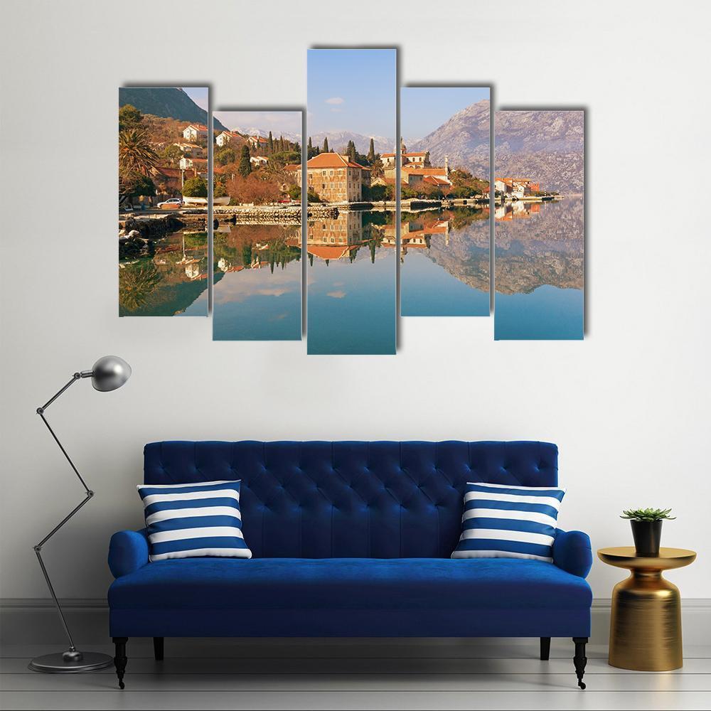 Bay Of Kotor Near Prcanj Town Canvas Wall Art-5 Pop-Gallery Wrap-47" x 32"-Tiaracle
