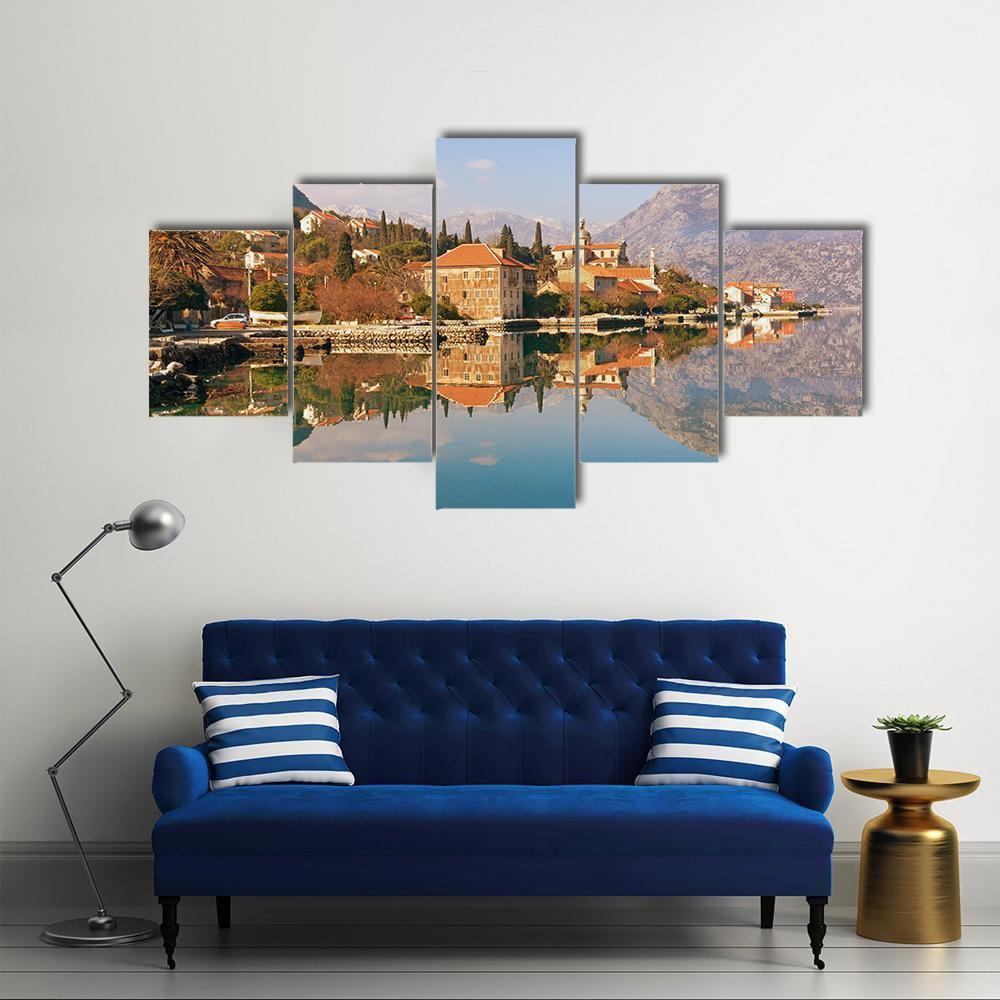 Bay Of Kotor Near Prcanj Town Canvas Wall Art-5 Star-Gallery Wrap-62" x 32"-Tiaracle