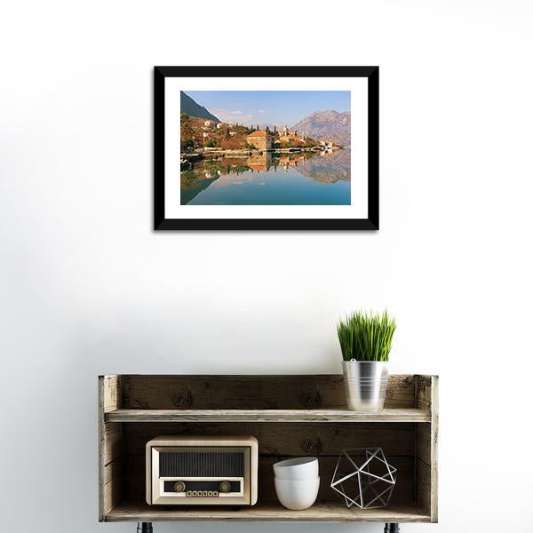 Bay Of Kotor Near Prcanj Town Canvas Wall Art-1 Piece-Framed Print-20" x 16"-Tiaracle