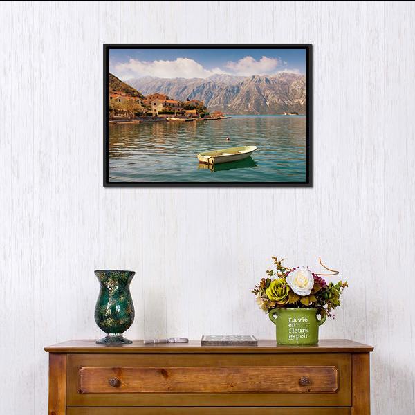Bay Of Kotor With Small Islands Canvas Wall Art-1 Piece-Floating Frame-24" x 16"-Tiaracle