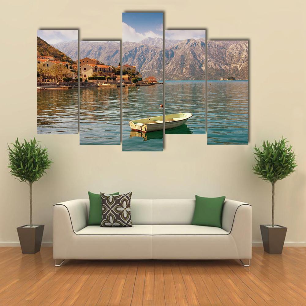 Bay Of Kotor With Small Islands Canvas Wall Art-5 Pop-Gallery Wrap-47" x 32"-Tiaracle