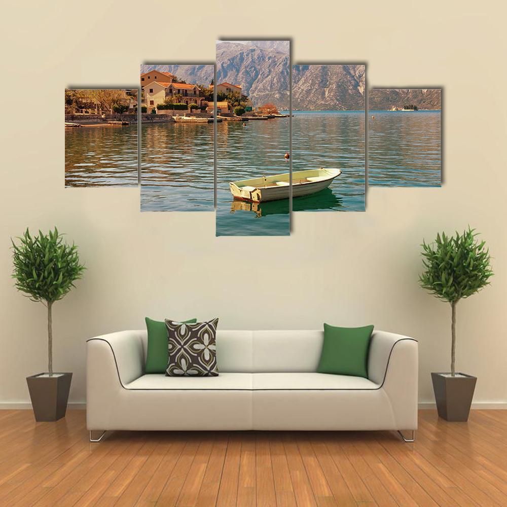 Bay Of Kotor With Small Islands Canvas Wall Art-5 Star-Gallery Wrap-62" x 32"-Tiaracle